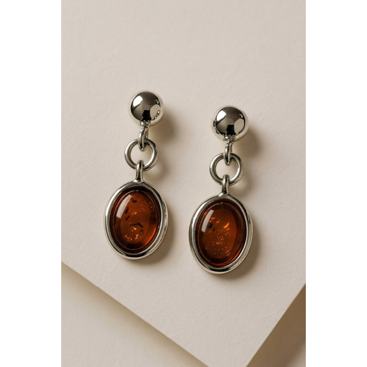 Boucles d'oreilles Argent 925/1000 et Ambre